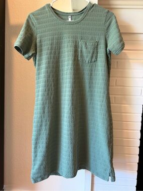 Kuhl Short-Sleeve Textured Mini Dress in Sage Size Small